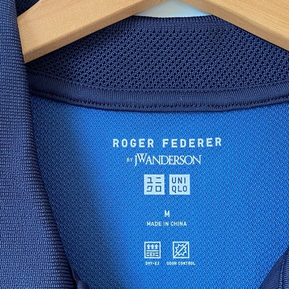 Uniqlo x Roger Federer x JW Anderson Mens Tennis Polo Shirt Blue Size M Dry-Ex - Picture 4 of 11